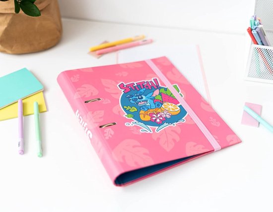Classeur 4 Anneaux Stitch + Chemise Avec élastique + Porte-clés Offert - Pour L'école, Bureau - Organisation Documents - 13