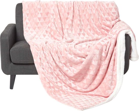 Homescapes Plaid polaire Rose et revers sherpa, 160 x 200 cm