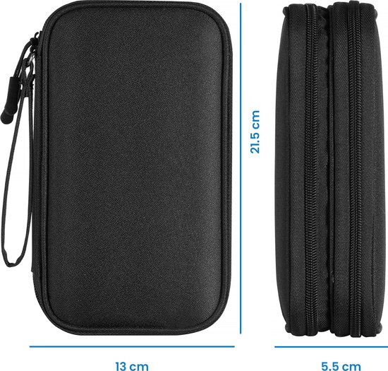 YONO Cable Organizer Bag Small - Sac de câble compact - Sac de rangement pour appareils Électronique et Accessoires de vêtements pour bébé - Étui à crayons - Zwart