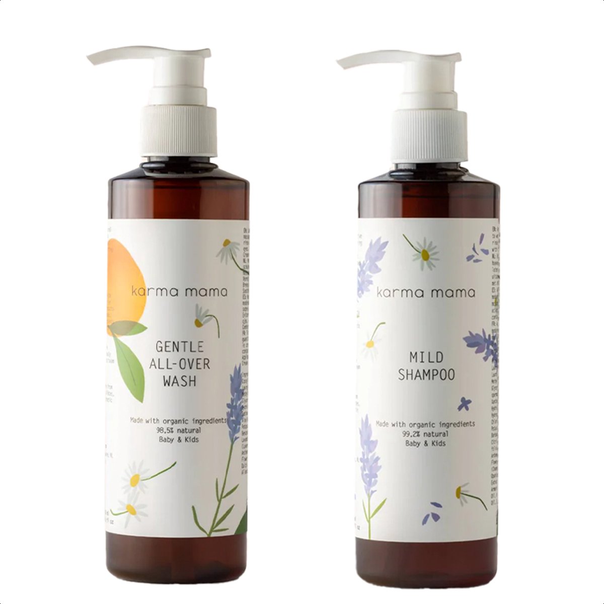 Goedkoopste Karma Mama Gentle All-Over Wash & Mild Shampoo Duo Bundle - 250ml Baby Wasgel 250ml Baby Shampoo - Zwangerschap Cadeau