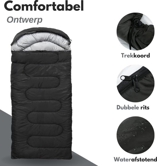 Vertrex Peak Comfort Mummy Slaapzak Extra Warm - Slaapzakken Volwassenen - Kamperen - Zwart van Vertrex — afbeelding 4