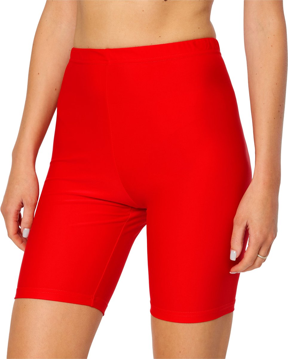 Merry Style MS-MS10-333-SWLE Dames lange Zwembroek - Zwemshorts - Bikinibroekje - Elastische tailleband - Polyamide & Elastaan - Rood - 38