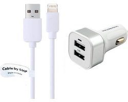 OneOne auto oplader met 2 poorten + 1,0m OneOne Lightning kabel. Krachtige universele 24W autolader past op Apple iPhone 12 Pro Max, iPhone 13, iPhone 13 Mini, iPhone 13 Pro, iPhone 13 Pro Max, iPhone 14, iPhone 14 Pro, iPhone 14 Pro Max