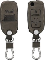 kwmobile autosleutelhoes geschikt voor VW Skoda Seat 3-knops autosleutel - beschermhoes van imitatieleer - Kat Meow design - grijs / zwart
