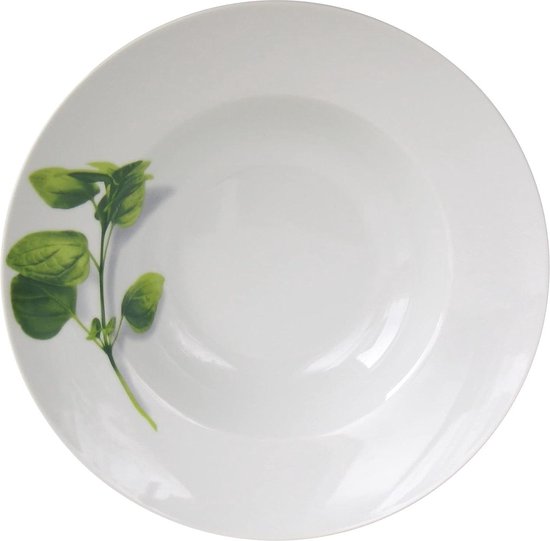 CreaTable, 23435, Basil series, 4-piece dinnerware set, porcelain pizza plates, dishwasher and microwave safe, Made in Europe