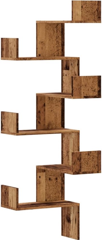 vidaXL - Hoekwandschap - 45x45x147 - cm - bewerkt - hout - out - houtkleurig