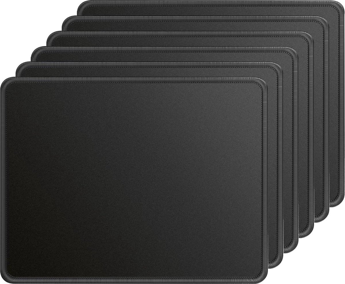 Muismat set van 6 [30% groter] met gestikte randen - gaming muismat - waterdichte muismat - antislip rubberen basis - computers laptop pc - 275 x 215 x 3 mm