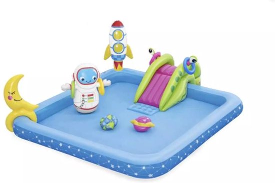 BESTWAY Play center Lil' Astronaut - Water Speel Center - Opblaasbare Glijbaan - Ruimtespellen - Vanaf 2 Jaar