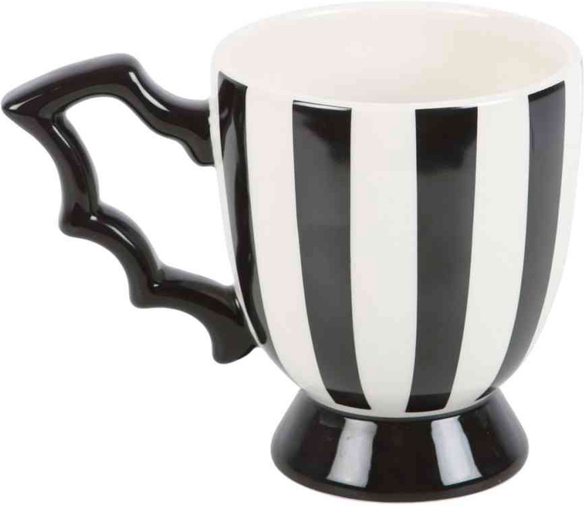 Something Different - Striped Bat Wing Teacup Mok/beker - Zwart/Wit