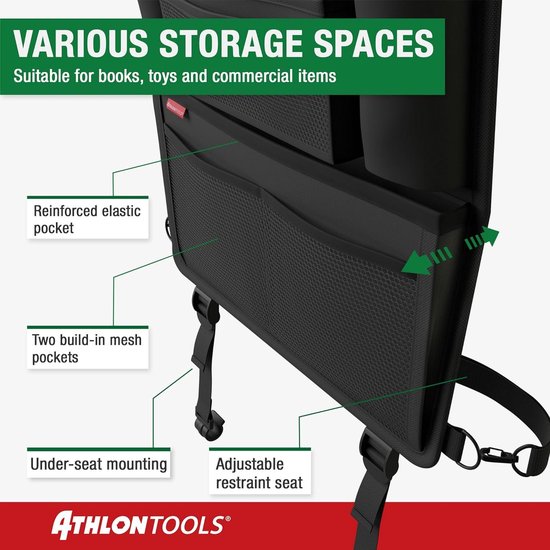 ATHLON TOOLS Premium kofferbaktas met deksel, XXL kofferbak-organizer, extra stabiele en waterdichte bodem, geschikt voor levensmiddelen, met antislip-klittenband, 60 liter