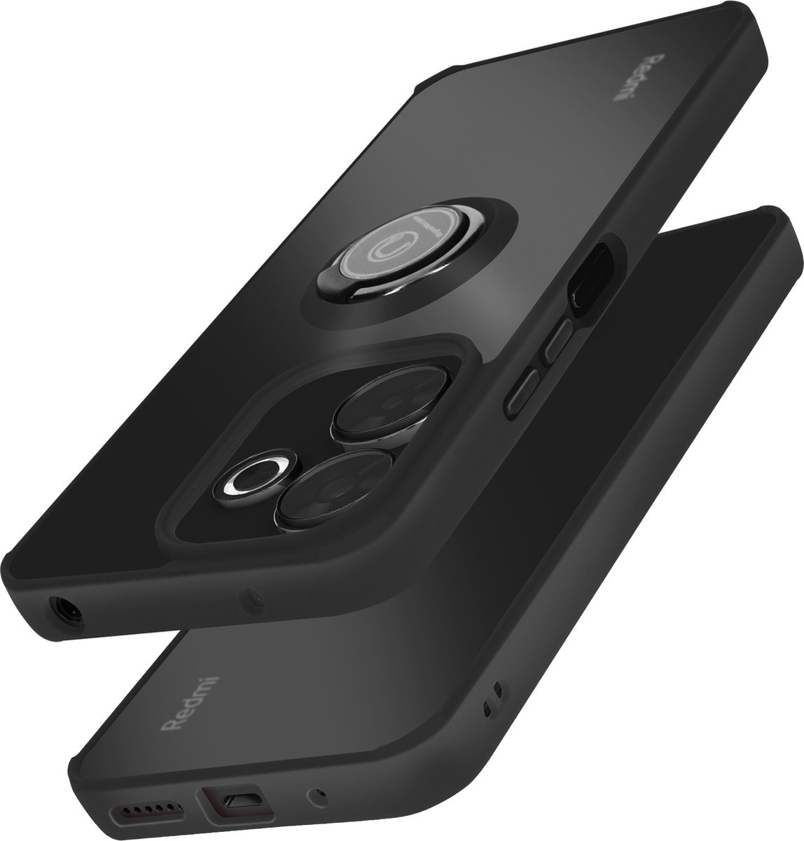 Avizar Ringhoes Geschikt voor Xiaomi Redmi 13 4G Geïntegreerde ondersteuning, Zwart