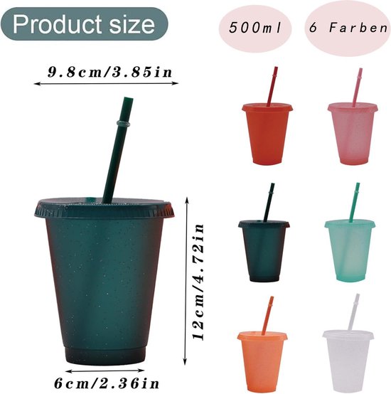 10 stuks herbruikbare plasticbeker met deksel & rietje - 700ml kleurenwisselende beker, beker voor volwassenen en kinderen, partybeker, cup, reismok, koffiemok