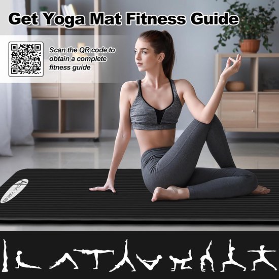 Hoge dichtheid NBR-schuim yogamat - antislip oefenmat voor yoga pilates HIT met draagtas - unisex van Avento — afbeelding 4