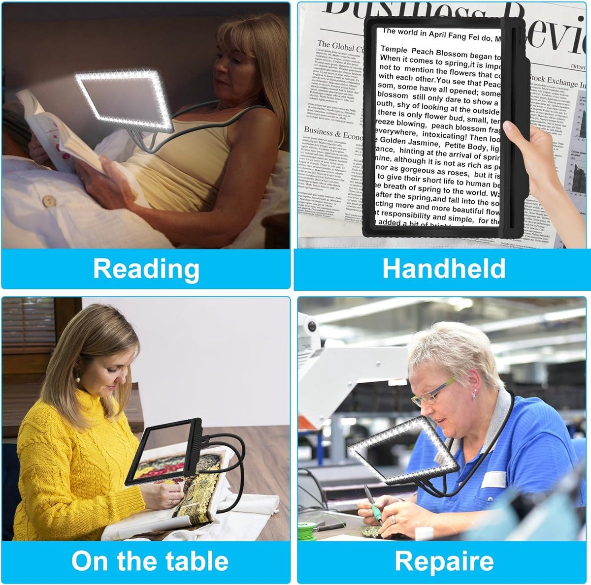 5X Handsfree vergrootglas met licht, 36 ultraheldere leds, grote pagina vergrootglas om te lezen, flexibele zwanenhals vergrootglas voor nekslijtage reparatie naaien slechtziend ouderen