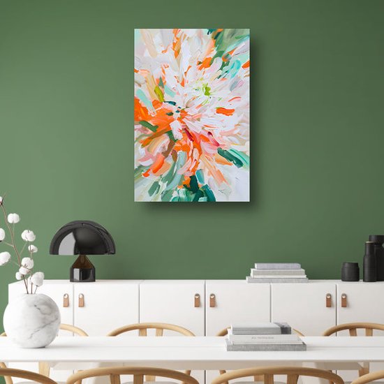 Portrait de Fleurs - Tableau nature - Peinture sur toile Couleurs - Décoration murale moderne - Toile cuisine - Oeuvre peinture toile 60x90 cm