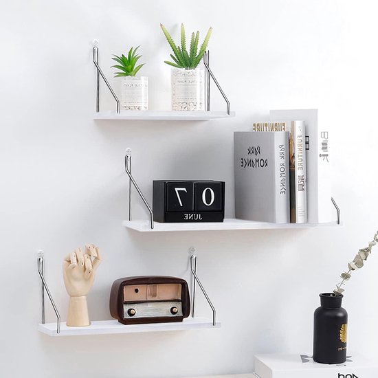 Set van 3 Drijvende Wandgemonteerde Opbergplank - Boek Display Rekken ...