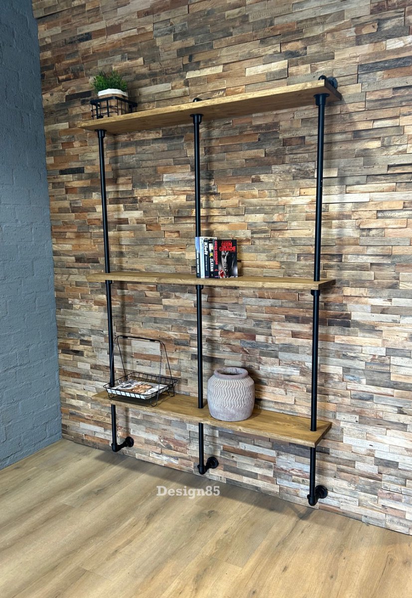 Industriële Wandkast 140 cm van Steigerbuis & Hout – Design85