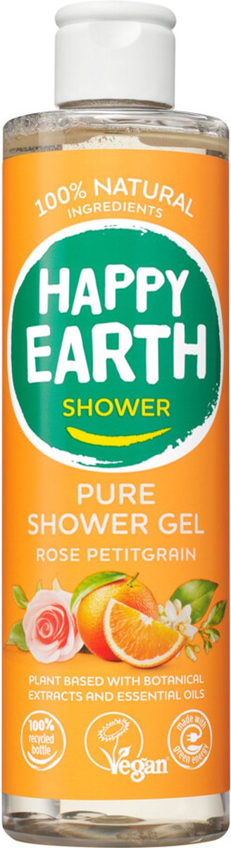 Goedkoopste Happy Earth 100 Natuurlijke Douchegel Rose Petitgrain 300 ml