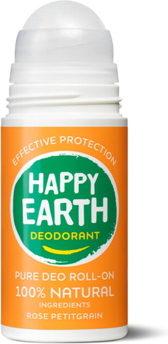 Goedkoopste Happy Earth 100 Natuurlijke Deodorant Roll-On Rose Petitgrain 75 ml