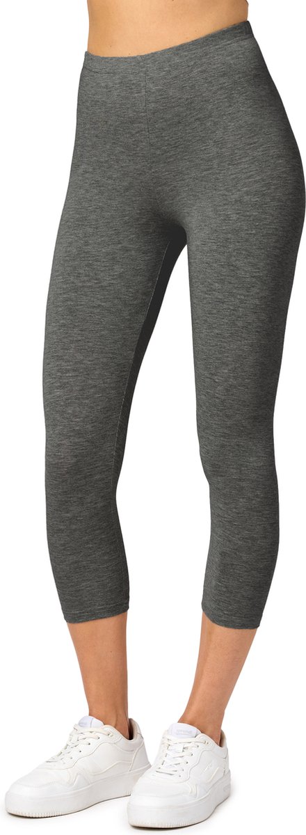 Merry Style MS-MS10-144-LE Dames Capri Leggings - Sport - Vrijetijdsbroek - 3/4 Lengte - Viscose - Sporbroek - Yogabroek - Donker Gemêleerd - S