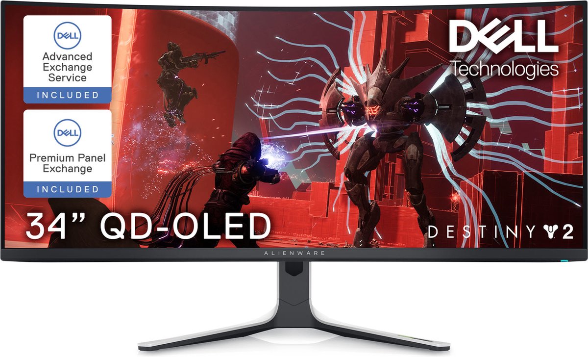 Alienware AW3423DW 86,8 cm (34.2") 3440 x 1440 Pixels Quad HD OLED Wit, Zwart