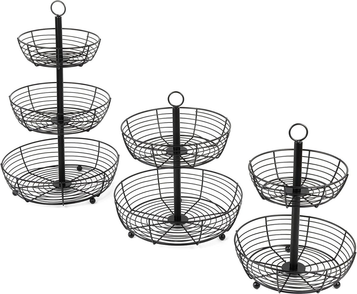 Etagère Infinite 2 Verdiepingen - Zwart Mat - Grote Ronde Fruitborden Voor Gerechten En Presentatie Van Groenten En Fruit