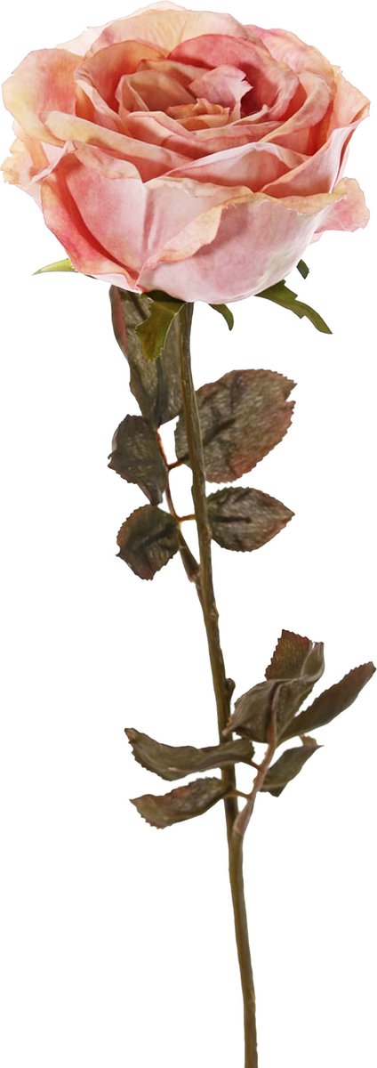 Top Art Kunstbloem roos Calista - oud roze - 66 cm - kunststof steel - decoratie bloemen Oudroze