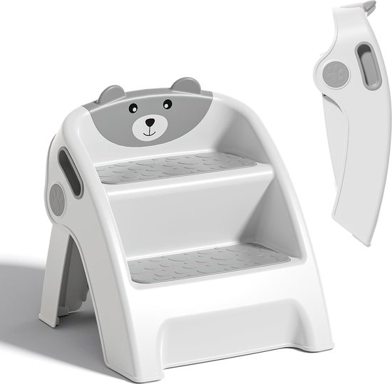 Opstapkruk met 2 treden voor kinderen, antislip