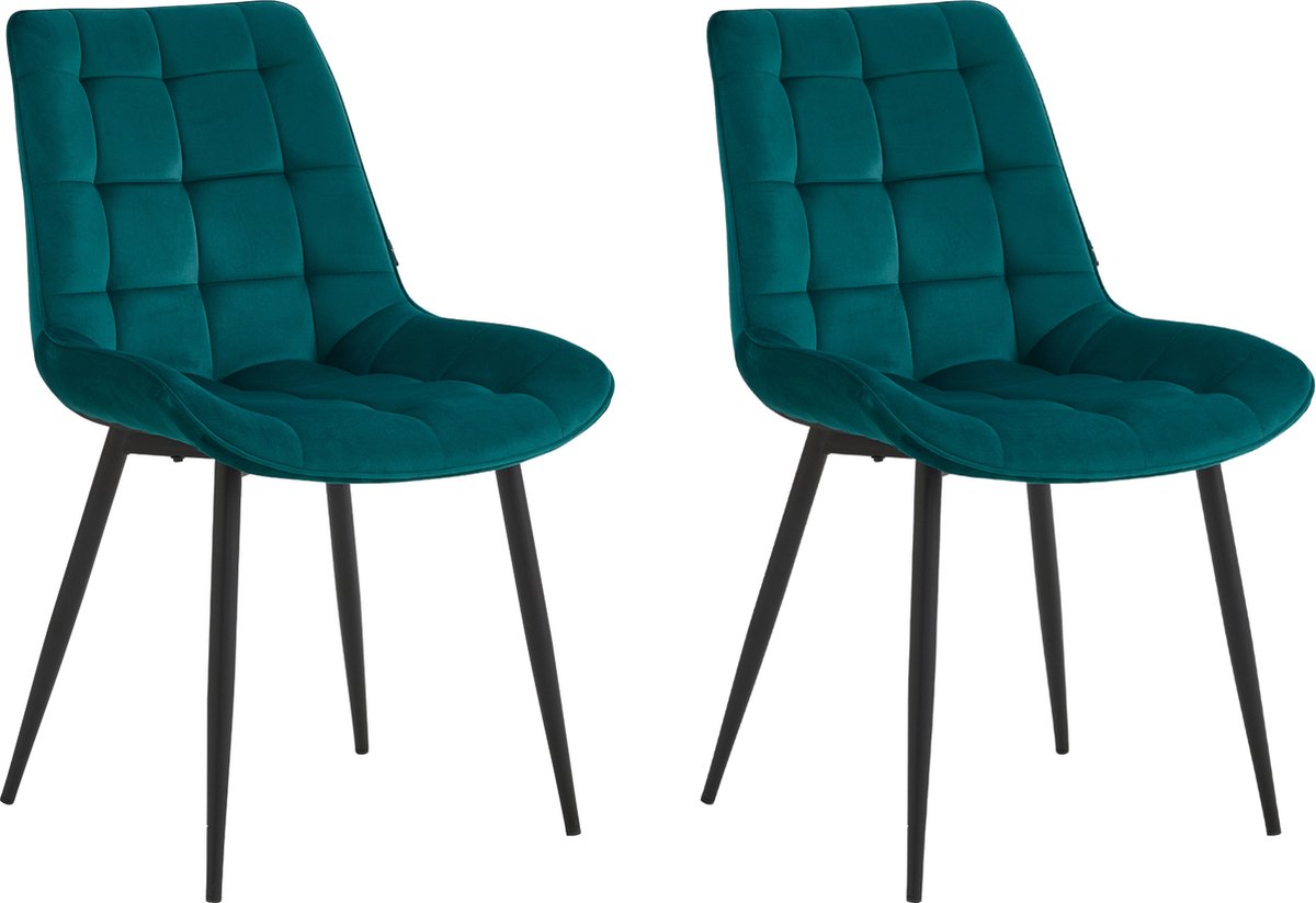 Colenis Quadra Eetkamerstoel - Set Van 2 - Petrol - Velvet - Design