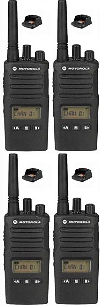 Set van 4 Motorola XT460 IP55 PMR446 Portofoon met display en tafellader
