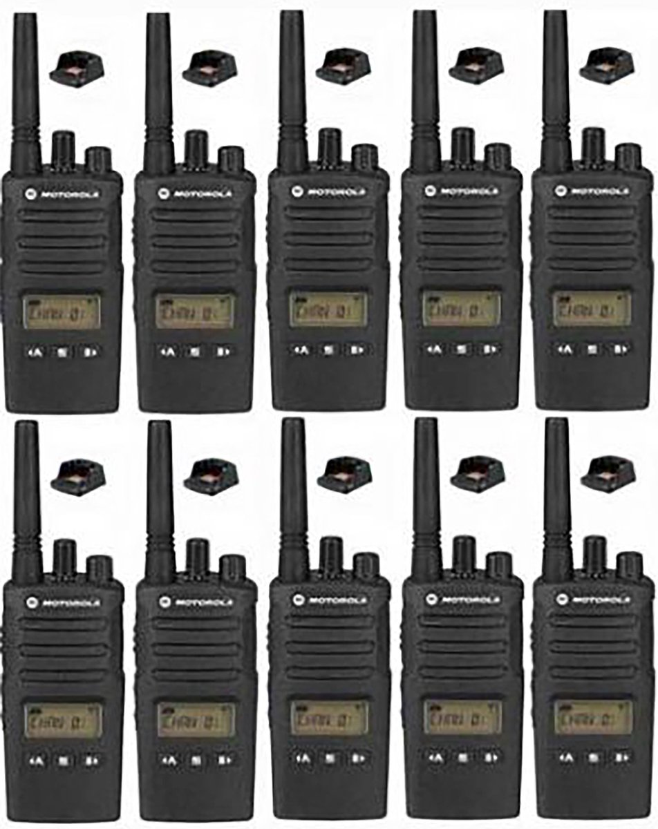 Set van 10 Motorola XT460 IP55 PMR446 Portofoon met tafellader