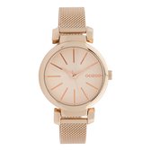 OOZOO Timepieces - Rosé goudkleurige horloge met rosé goudkleurige metalen mesh armband - C10129