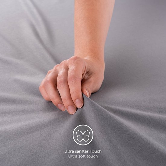 Drap Housse Blumtal - Hoeslaken Housse - Jersey - Katoen - 140 x 200 x 30 cm - Grijs - Set de 2