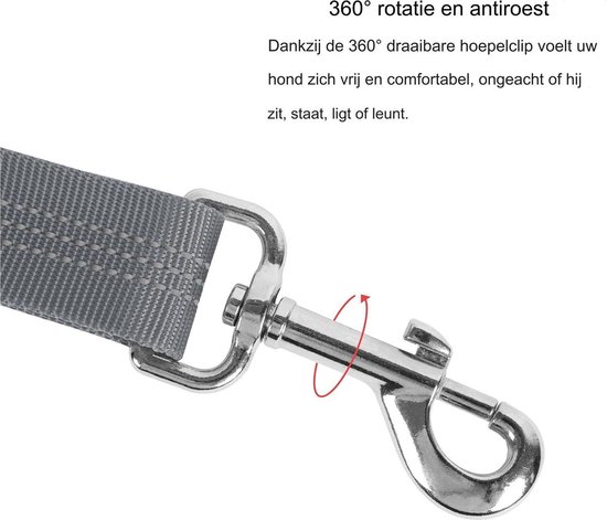 Honden hoofdsteun autogordel - Verstelbare elastische autogordel voor huisdieren - 75CM - Autoharnas voor honden en katten - Sterke nylon bungee buffer - Autogordels voor honden - Veiligheidsriem voor huisdieren - Grijs