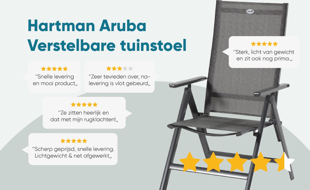 Hartman Aruba Aluminium tuinstoel - Antraciet verstelbaar