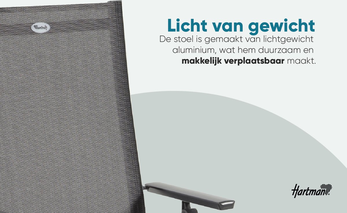Hartman Aruba Aluminium tuinstoel - Antraciet verstelbaar