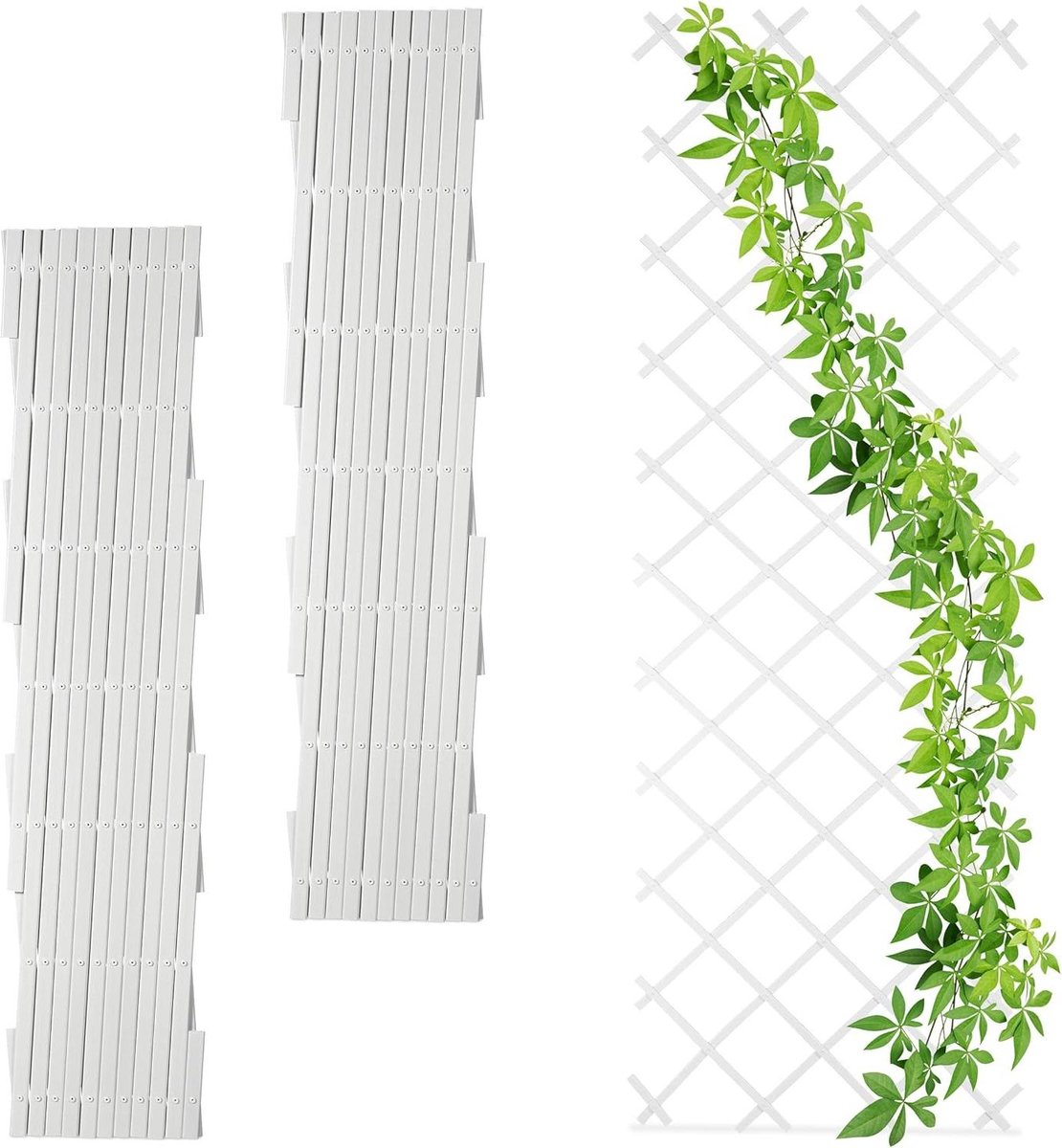 Uitschuifbaar tuin balkon klimplantenrek set van 3 250 cm kunststof plantensteun wit