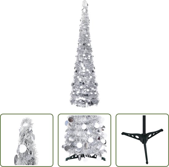 The Living Store pop-up kerstboom – zilver – 180 cm