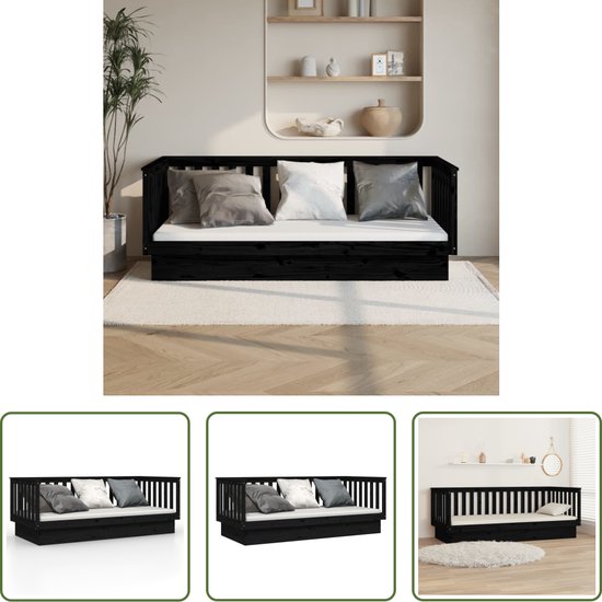 Foto: The living store slaapbank massief grenenhout 207 5 x 107 x 76 cm 3 zijdig bedhek