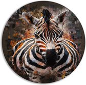 Zebra schilderij rond - Dieren schilderij - Wandschaal Verf - Wanddecoratie modern - Schilderij dibond - Schilderijen & posters muurcirkel aluminium 70x70 cm