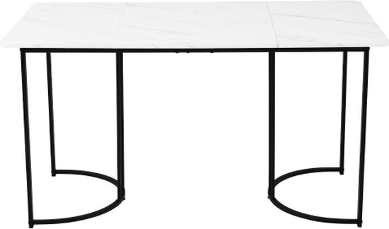 Ensemble de salle à manger (5 pièces) - ensemble table à manger avec 4 chaises - ensemble de table de cuisine moderne - table de cuisine 140×80cm avec pieds en métal noir - plateau de table en MDF blanc - chaises de salle à manger en velours noir