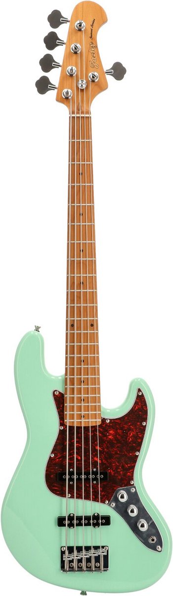 Fazley Sunset Series Jellyfish 5 Surf Green 5-snarige elektrische basgitaar met gigbag