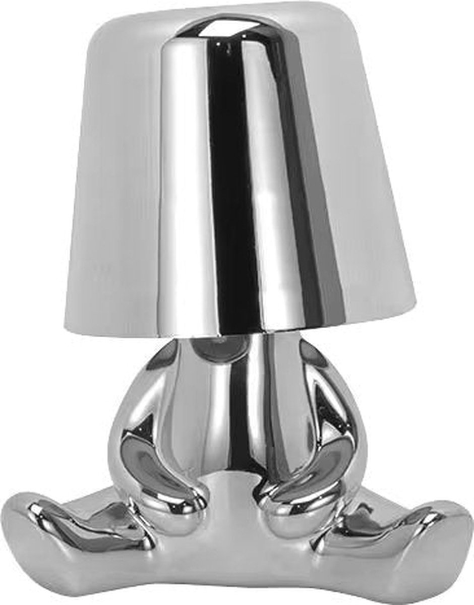 Luxus Europe - Bins Brother Tafellamp - Zilver - Decoratieve Tafellamp - Tafellamp slaapkamer - Draadloos - Dimbaar