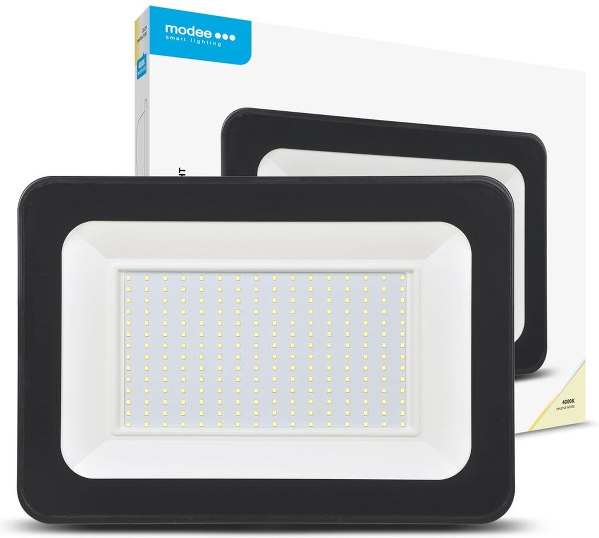 Modee LED Bouwlamp 200W 4000K 16000lm Zwart IP65 | Geen fitting | Koel Wit | 200 watt | 25.000 Branduren