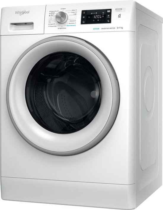 Whirlpool FFWDB 976258 SV EE, Voorbelading, Vrijstaand, Wit, Links, 9 kg, 1600 RPM