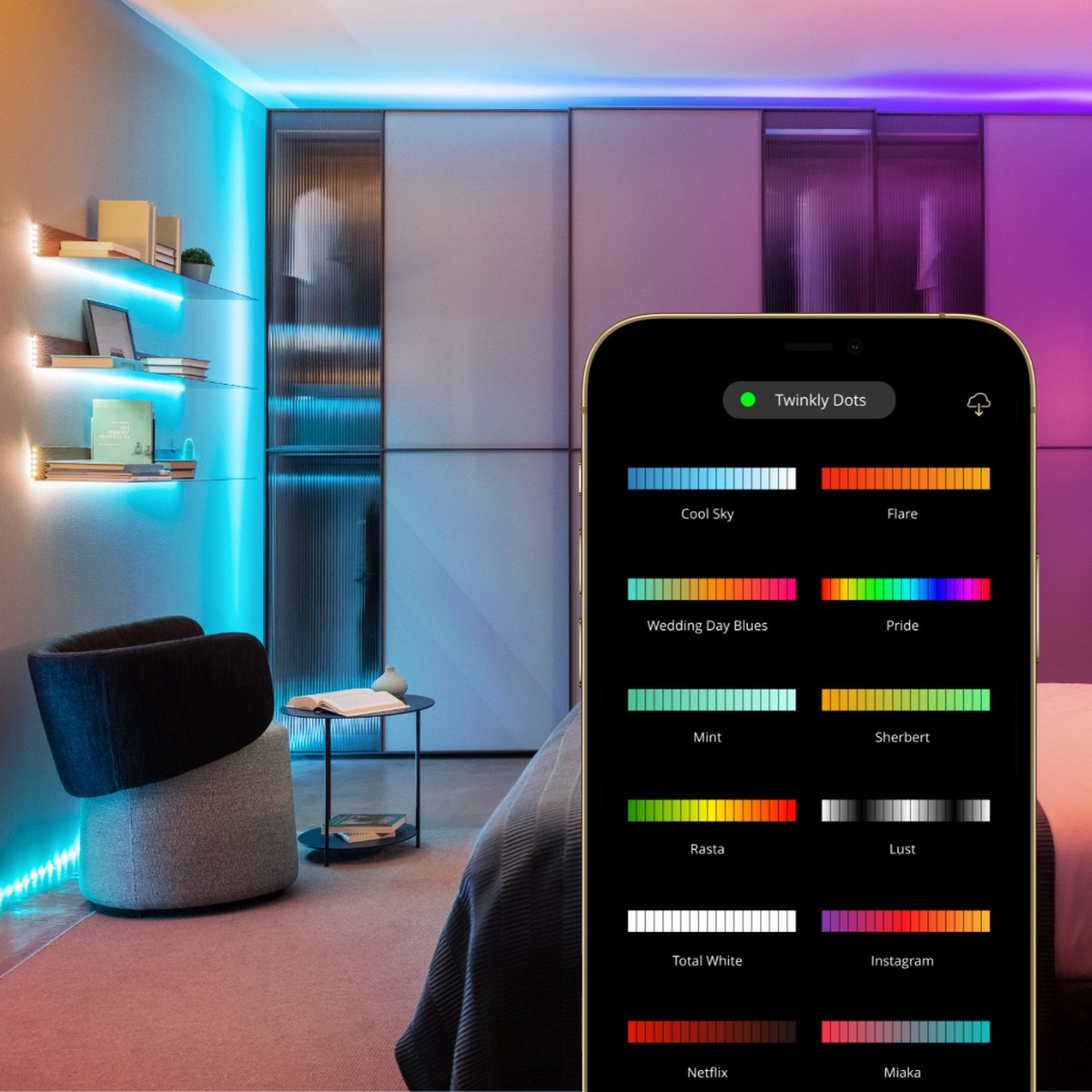 Twinkly Dots – App-gestuurd flexibel LED lichtsnoer 60 RGB (16 Miljoen Kleuren) 3 meter transparant draad – foto 5