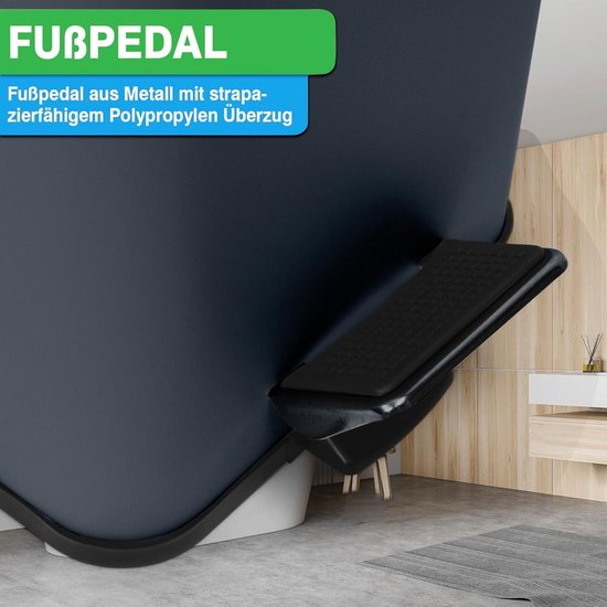 Afvalemmer 5 Liter Voor De Badkamer - Elegant Design - Pedaalemmer Met Deksel En Softclose Afvalemmer Voor Badkamer Keuken Of Kantoor Met Uitneembare Binnenemmer Zwart