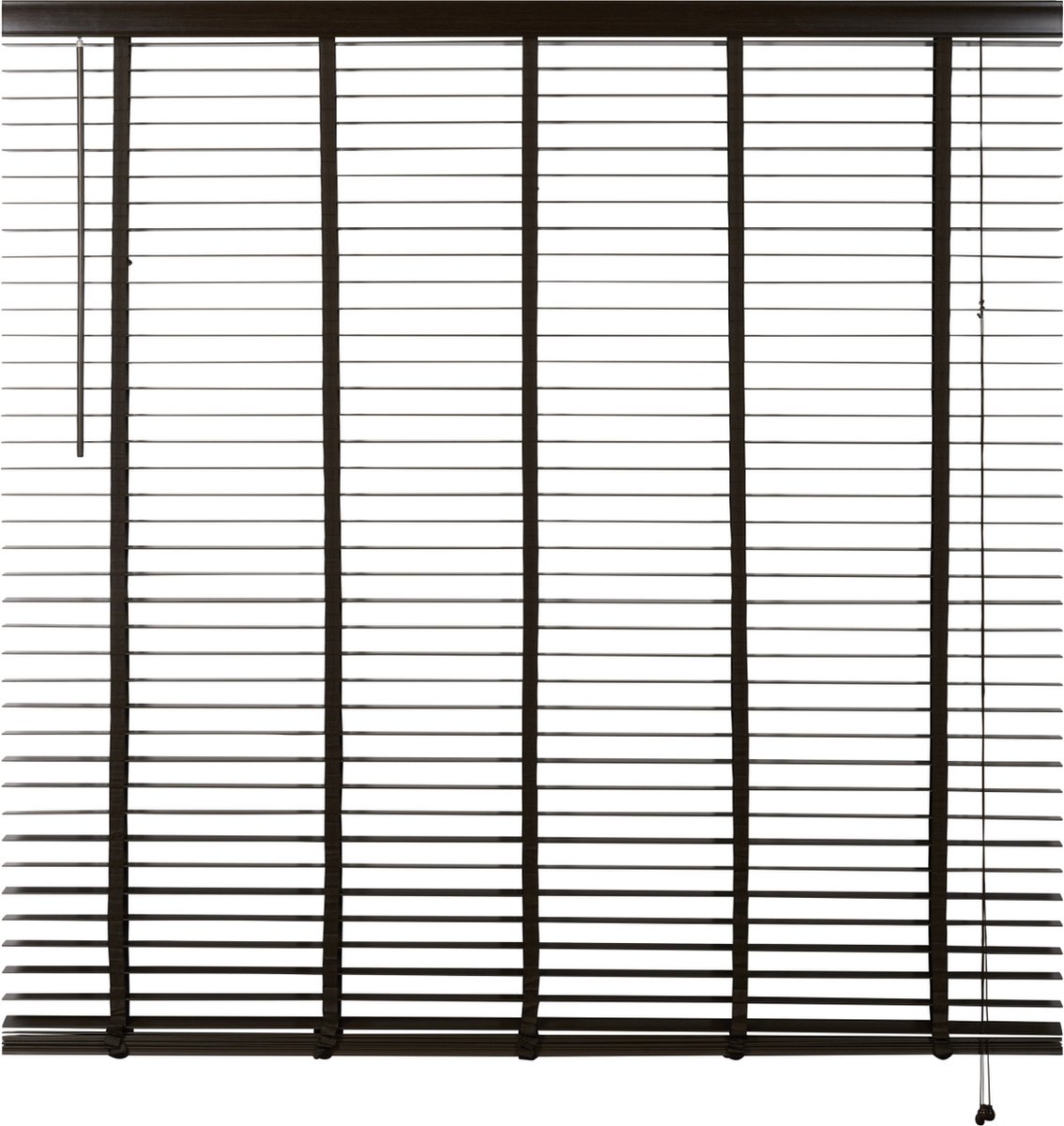 Woonexpress Houten Jaloezie Bruin - 160x210 cm (BxH) - Raamdecoratie - Lamelbreedte 50 mm - inc. Bedieningskoord en Draaistang - Eenvoudig op maat maken en monteren