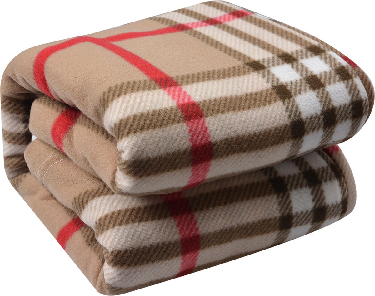 Clayre & Eef Plaid 180x200 cm Beige Polyester Ruiten