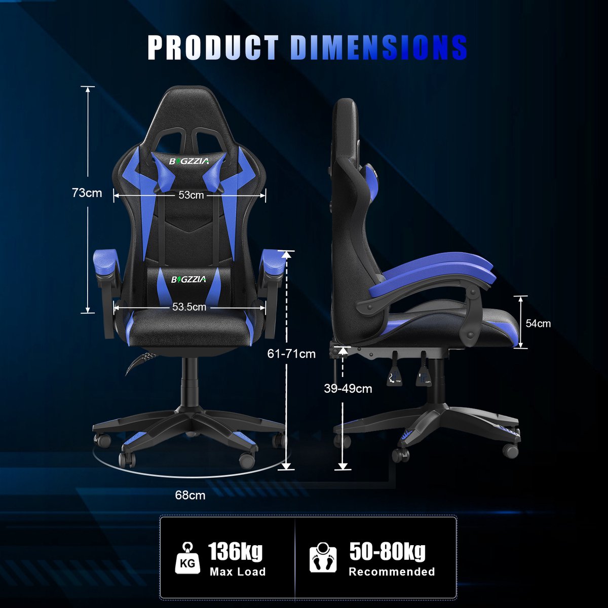 Gaming stoel met LED lichteffecten - afbeelding 3